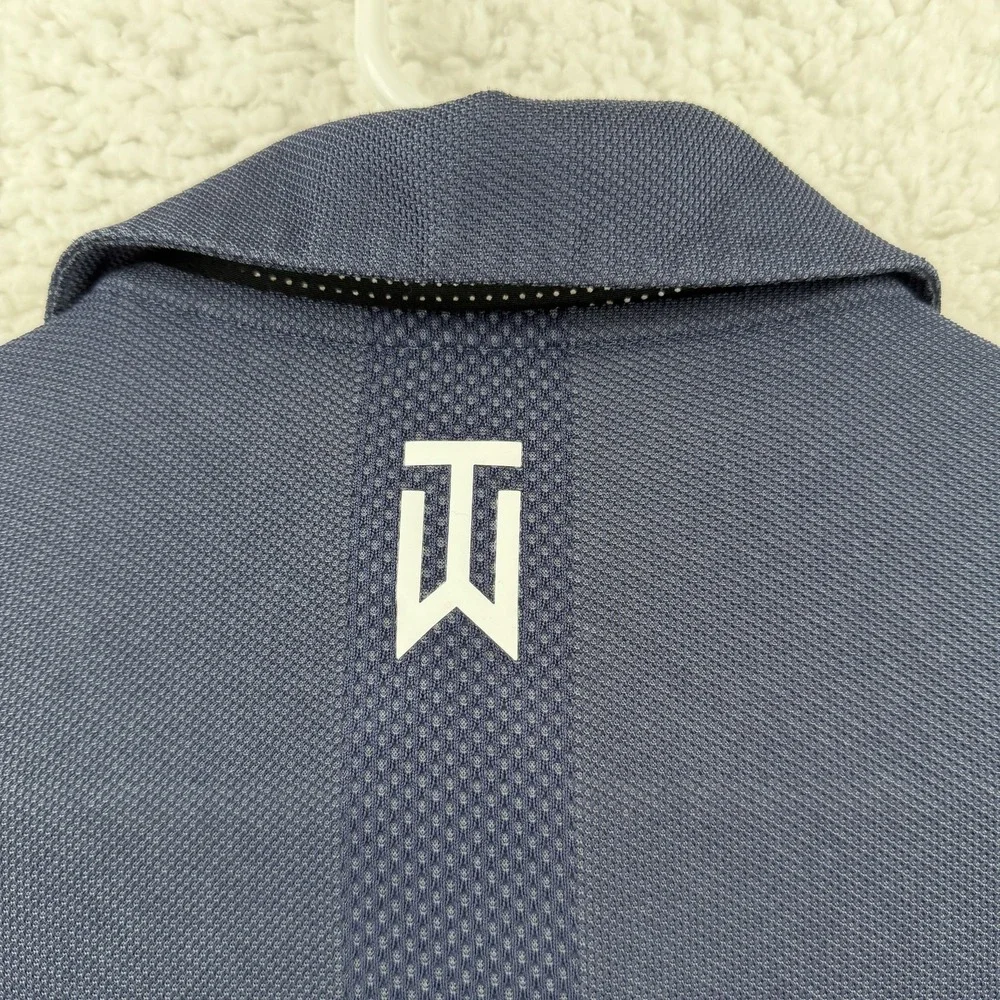 Nike Tiger Woods Dri-FIT ADV Polo Shirt‎ Mens Medium Blue Golf Performance Top